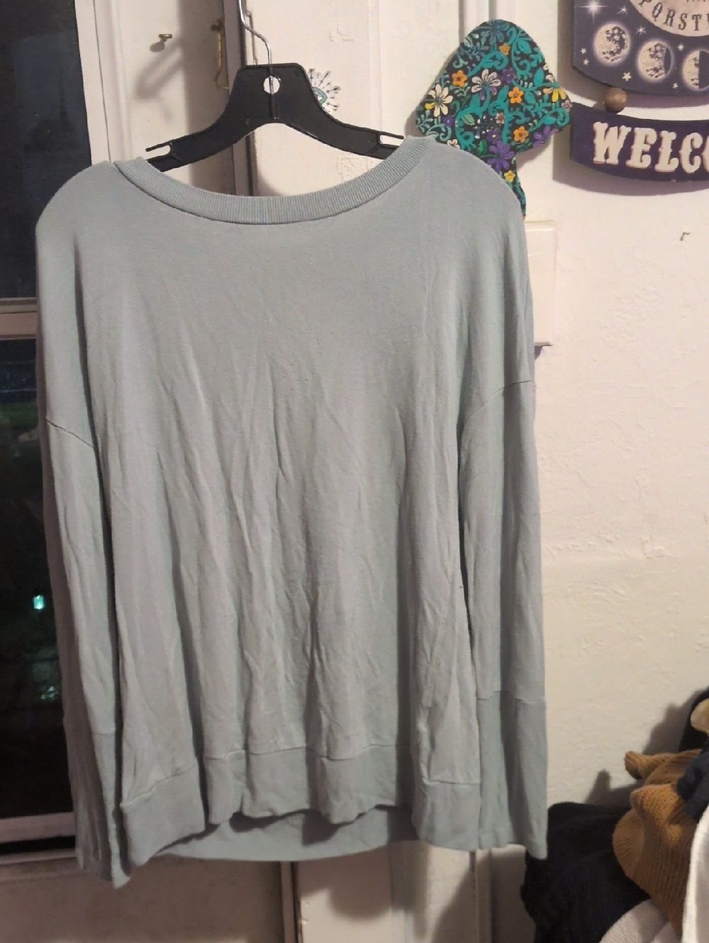 Danskin Now Light Blue Scoop Neck Lightweight Sweater